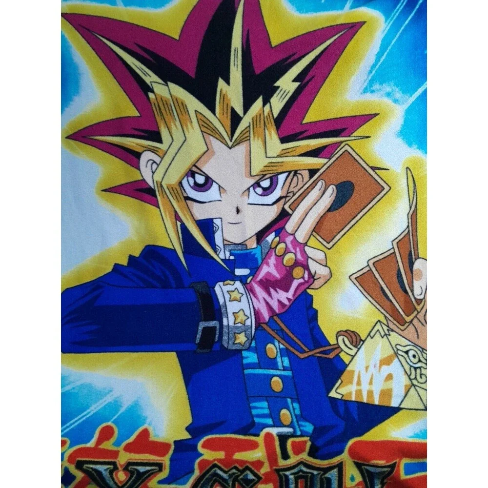 Vintage YU-GI-OH Anime Throw Blanket 1996 Y2K  Spellout Soft Fleece 48”x 64
